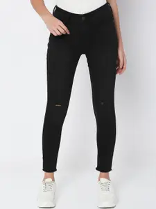 Vero Moda Women Skinny Fit High-Rise Low Distressed Jeans