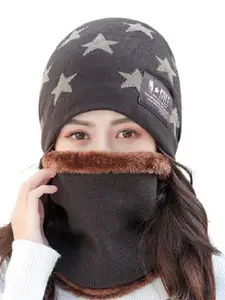 Alexvyan Women Woollen Beanie With Scarf