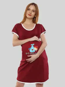 SillyBoom Graphic Printed Maternity Nightdress