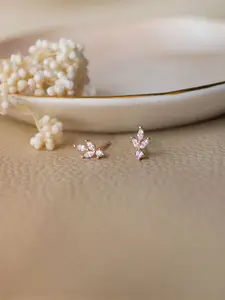 MANNASH Rose Gold-Plated Classic Studs Earrings