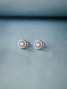 MANNASH Rhodium-Plated Floral Studs Earrings