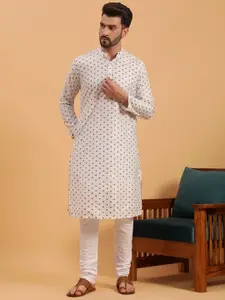 NAMASKAR Floral Woven Design Pure Cotton Kurta with Churidar