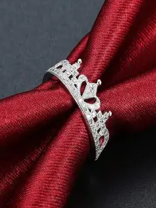 UNIVERSITY TRENDZ Women Silver-Plated Crystal-Studded Finger Ring