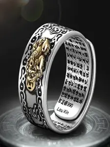UNIVERSITY TRENDZ Men Oxidized Silver-Plated Adjustable Finger Ring