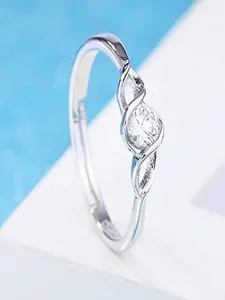 UNIVERSITY TRENDZ Women Silver-Plated Crystal-Studded Adjustable Finger Ring