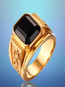 UNIVERSITY TRENDZ Men Gold-Plated Stone-Studded Finger Ring