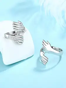 UNIVERSITY TRENDZ Set Of 2 Silver-Plated Adjustable Finger Rings