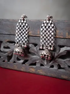 Shyle 925 Sterling Silver Silver Plated Classic Jhumkas Earrings