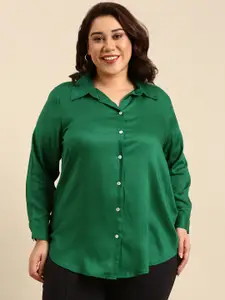 The Pink Moon Plus Size Spread Collar Casual Shirt