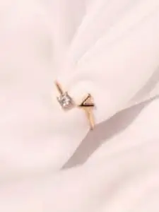 SALTY Crystal-Studded V Shaped Adjustable Finger Ring