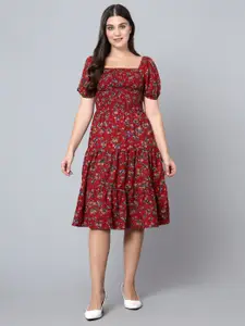Bani Women Floral Printed Puff Sleeve Fit & Flare Dress