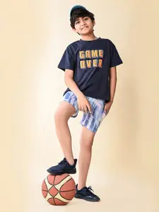 LilPicks Boys Typography Printed Round Neck Short Sleeves Co-ords