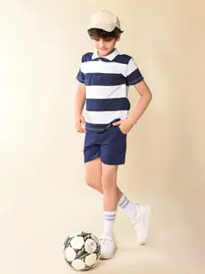 LilPicks Boys Striped T-shirt with Shorts