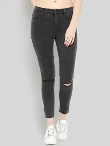 GUTI Women Skinny Fit Slash Knee Light Fade Stretchable Cotton Jeans
