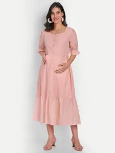 Aaruvi Ruchi Verma Bell Sleeve Fit & Flare Midi Cotton Dress
