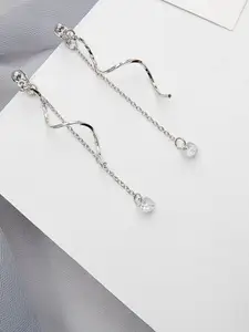 SALTY Silver-Plated Contemporary Drop Earrings