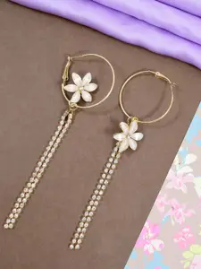 SALTY Contemporary Flower Hoop Chain Drop Earrings