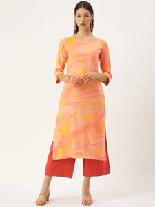 Saanjh Women Peach-Coloured Printed Kurta