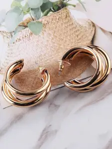 SALTY Gold-Plated Contemporary Half Hoop Earrings