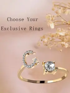 ZIVOM Women Gold-Plated CZ-Studded Finger Ring