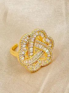 ZIVOM Gold-Plated CZ-Studded Adjustable Finger Ring