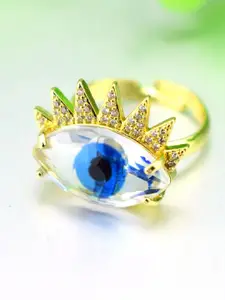 ZIVOM Gold-Plated AD-Studded Adjustable Finger Ring