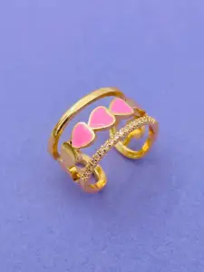 ZIVOM Gold-Plated Enamelled AD-Studded Adjustable Finger Ring
