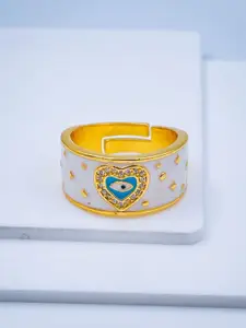 ZIVOM Women Gold-Plated Enamel Adjustable Finger Ring