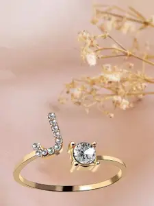 ZIVOM Gold-plated CZ stone-studded Finger Ring