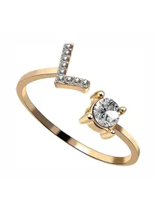 ZIVOM By Jewels Galaxy Gold-Plated CZ-Studded Adjustable Finger Ring