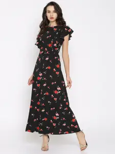 RARE Women Black Printed Maxi Dress