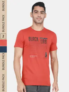 Monte Carlo Pack of 2 Typography Printed Cotton T-shirt