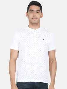 Monte Carlo Micro-Ditsy Printed Henley Neck Regular Fit Cotton T-Shirt