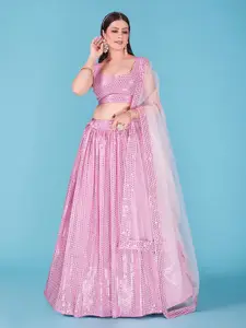 SHOPGARB Embellished Sequinned Semi-Stitched Lehenga & Unstitched Blouse With Dupatta