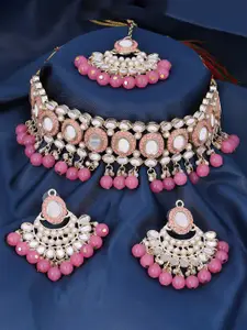 Sukkhi Gold-Plated Choker Necklace Set With Maang Tikka