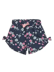 Lil Lollipop Girls Floral Printed Mid Rise Knitted Pure Cotton Shorts