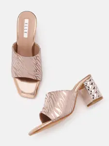 ELLE Women Printed Shimmery Party Block Heels