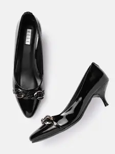 ELLE Women Chain Detail Kitten Heel Pumps