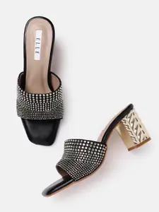 ELLE Women Stones Embellished Party Block Heels