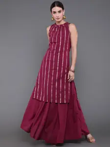 antaran Woven Design Chanderi Cotton Kurta with Skirt