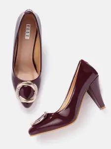 ELLE Women Slim Heel Pumps with Buckle Detail
