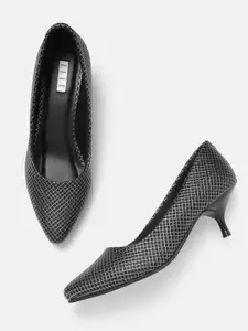 ELLE Women Checked Kitten Heel Pumps