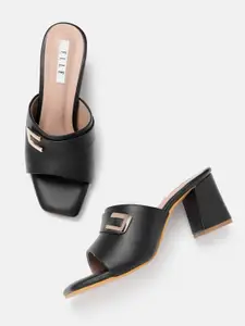 ELLE Block Heels with Metal Detail