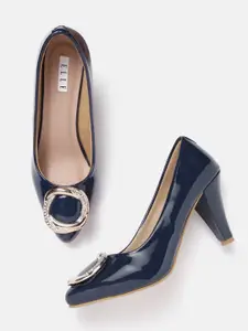 ELLE Party Slim Heel Pumps with Embellished Metal Detail