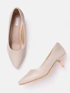 ELLE Women Checked Kitten Heel Pumps