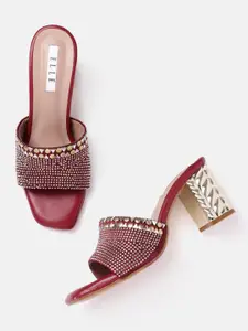ELLE Women Stones Embellished Party Block Heels
