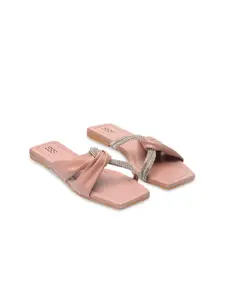 Street Style Store Women Embellished Cross Open Toe Flats with Bows