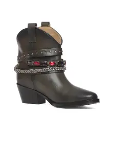 Saint G Women Embellished Genuine Leather Regular Boots