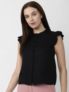 Van Heusen Woman Band Collar Flutter Sleeves Shirt Style Top
