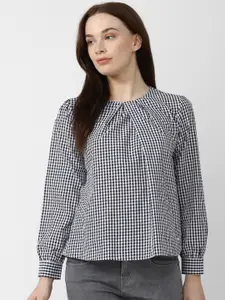 Van Heusen Woman Checked Pleated Pure Cotton Top